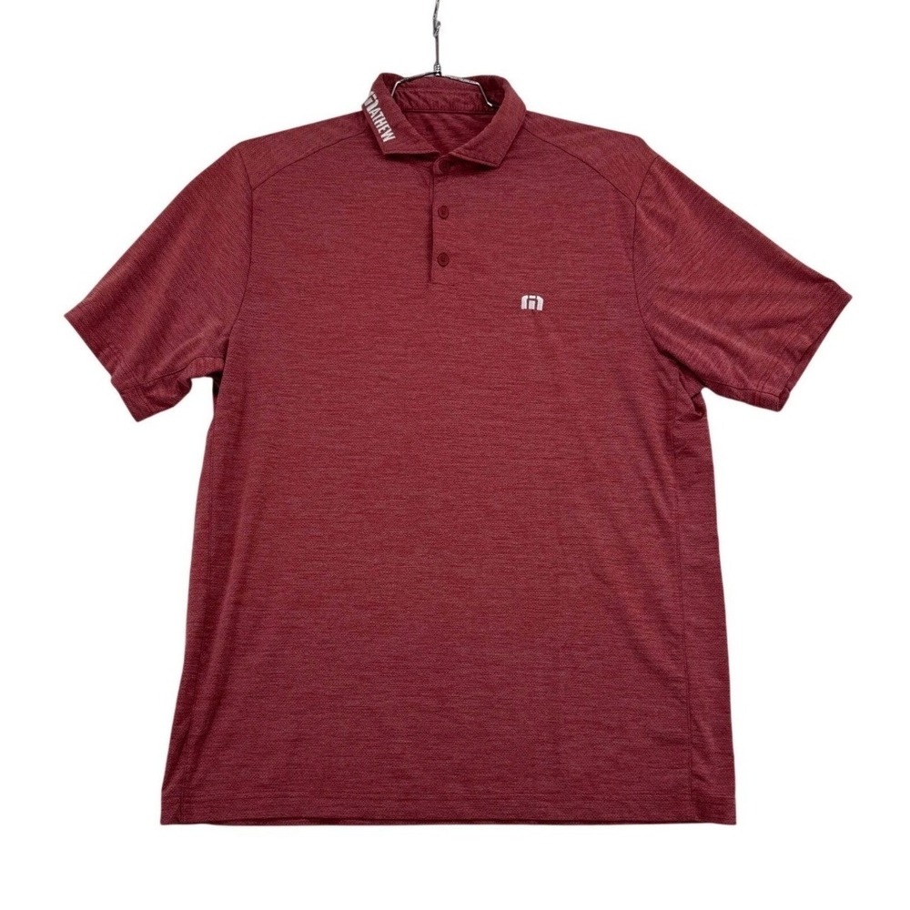 TravisMathew Polo Shirt Mens Large Red Excellent Short Sleeve Heathered Golf